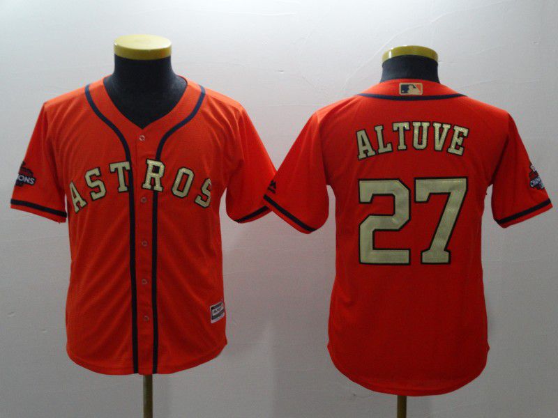 Youth Houston Astros #27 Altuve Orange Champion Edition MLB Jerseys->->Youth Jersey